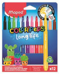 Maped Filctoll készlet, 3, 7 mm, kimosható, MAPED „Color'Peps Long Life 2, 12 különböző szín (IMA844000) (IMA844000)