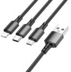 BOROFONE Cablu Incarcare Borofone BX72, USB-A - Lightning / microUSB / USB-C, 18W, 1m (Negru)