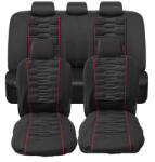 Autolife 9 részes univerzális üléshuzat szett - Légzsákos - fekete színű, piros csíkokkal (203-4R) - l-m-s