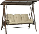 Outsunny 3 Személyes Kerti Hintapad Állítható Tetővel és Párnákkal