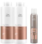 Wella Fusion szett: sampon, 1000 ml + balzsam, 1000 ml + Eimi Dry Me száraz sampon, 180 ml