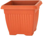 Prosperplast Műanyag virágcserép, Prosperplast Terra, terrakotta, 37 x 37 cm, magasság: 30 cm, bordázott, 25, 2 l, négyzetes (TC255159)