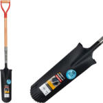 Strend Pro Ásó, Strend Pro Premium RedShark, 128 cm, keskeny fej, fekete, acél fej, fa nyél, D markolat, fogazott él, bordázott, csatornázó (TC2110436)