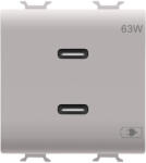 Gewiss Priza USB tip C dubla 2M PD 63W Gewiss Chorus bej satinat MAT GW13417 (GW13417)