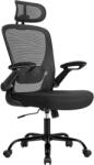 SONGMICS Ergonomikus irodai szék, forgószék hálós háttámlával, fekete színben (OBN047B01) - vasbutor