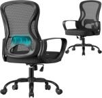 SONGMICS Irodai Szék Ergonomikus Hálós Forgószék, fekete (OBN043BH02) - vasbutor