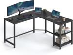 VASAGLE Számítógépes asztal, l-alakú sarok íróasztal, 2 tárolópolccal, fekete (LWD072B56) - vasbutor