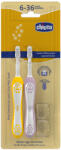 Chicco Gyermek Fogkefe Készlet Literila-Mustár 2db - 6-36 Hónapos Kortól, Kíméletes Fogápolás Babáknak