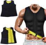 Verk Group Tricou de antrenament pentru bărbați din neopren pentru slăbire și modelare corporală cu fermoar, negru, mărimea L (15889_L)