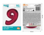 GoDan Balon folie sub forma de cifra, rosu, 92 cm GD1941-9 Baloane folie Tip Cifra 9 (GD1941-9)