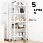  Fém tárolóállvány 160 x 71 x 34 cm, polconként max. 50 kg (5 tiers white)