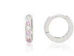 Ezüst fülbevaló karika fehér és rózsaszín kövekkel 10mm ródiumbevonatos