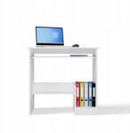 TopEshop Fehér íróasztal kihúzható billentyűzettartó polccal és alsó polccal (BIURKO ROSA BIEL)