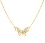 SAVICKI Colier fluture din aur 585 cu diamante albe 0.13 ct 46 cm