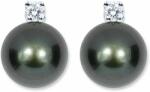 White & Black Classic tahiti gyöngy fülbevaló gyémánttal - 8-8, 5mm - AAA (AU14316)