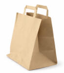  Papírtáska, papír szatyor, papírtasak Szalagfüles natur barna 220+100x280 mm