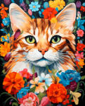 Alkotásutca Macska virágok - Számfestő készlet kereten 40x50