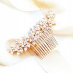 Kokonet Arany színű fésű cirkónia kövekkel, mutatós, gazdag, fényűző, Levél mintás, glamour, boho stílus (Efektowny złoty grzebień do fryzury)