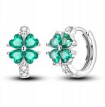  Ezüst karika fülbevaló zöld lóherével 925 sterling ezüst