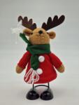  Karácsonyi dekoráció - Rénszarvas piros kabátban és zöld sálban R4 (ZEN95059000)