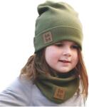 Bubalove Tavaszi Sapka Fiúknak Csecsemő Pamut csíkos Oliva 40-46 cm (Komplet czapka i komin oliwka W1)