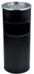  Kültéri szemetes, fém, tűzálló, kivehető hamutartóval, fekete, 25x58 cm