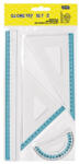 Educa Vonalzókészlet, 30 cm egyenes vonalzó, szögmérő, 45° 13 cm és 60°, 18 cm háromszög vonalzó, 4 db/bliszter Educa