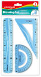 Keyroad Vonalzókészlet, 20 cm, flexibilis vonalzó, szögmérő, derékszög vonalzó, 3 db/bliszter Keyroad vegyes színek - papirx
