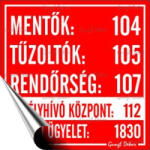  Információs matrica, 10x10 cm, "Mentők tűzoltók, rendőrség telefonszámok (LUIN098) - officepantry