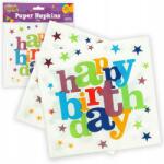  Szülinapi Papírszalvéta Happy Birthday Csillagokkal Színes 20 db
