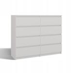 Topeshop Nagy Komód 8 Fiókos Fehér 120 CM Modern Tágas Hálószoba Nappaliba (M8 120 BIEL KPL)
