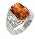  Ezüst Szignó gyűrű természetes Borostyán Ag 925 ezüst 21-es méret (CzarBursztynu 1e99)