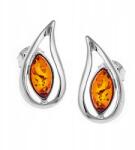  Ezüst Fülbevaló Áttört Mintás természetes balti borostyán stifttel Ezüst 925 (CzarBursztynu 1a72)