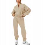  Női Melegítő Szett Pulóver Nadrág Pamut Sportos Stílusos Bézs XXL (B0DM8SBTNP)