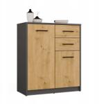 Topeshop Simplo 2D2S komód Antracit/Tölgy Artisan Modern design a nappaliba (SIMPLO 2D2S ANT/ART)
