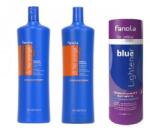 Fanola No Orange & amp; No Yellow Blue szett: Maszk 1000 ml + Sampon 1000 ml + Fehérítő por 450 g