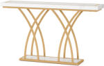  Masa Decor Living/ Hol, Model Veneer alb/ auriu, imitatie marmura, 140 cm (DS82HH3BM)