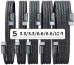 Lisen Cablu USB-C la USB-C, 60W, 1m/1m/2m/2m/3m (set 5) - Lisen (YL0123070010) - Black (KF2357840) - vexio
