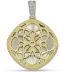  Arannyal Bevont Ezüst Medál Gyöngyházzal és Fehér Topázzal, Y62575