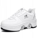  Görkorcsolya cipők kerekekkel, 7 LED-es világító, unisex fehér, 40-es méret