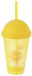 Artemis Műanyag pohár tetővel és szívószállal, Artemis, 450 ml, sárga, 9x22, 5cm (VD-121785)