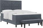 vidaXL Box Spring Ágy Matrac & Pad Sötétszürke 140x190 cm Bársony (3344445) (3344445)