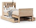 vidaXL tömör fenyőfa könyvespolcos ágy matrac nélkül 75 x 190 cm (3308945) (3308945)