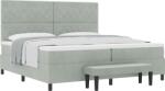 vidaXL Box Spring Ágy Matraccal és Pad Light Grey 200x200 cm Bársonyos (3344468) (3344468)