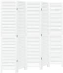 vidaXL 5 paneles fehér tömör császárfa térelválasztó (358838) (358838)