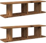 vidaXL 2 db antik fa színű szerelt fa fali polc 90 x 18 x 20 cm (856600) (856600)