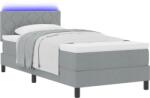 vidaXL Box Spring ágy matraccal & LED világítással világosszürke 90x200 cm szövet (3342254) (3342254)