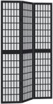 vidaXL 3 paneles fekete tömör császárfa térelválasztó (358767) (358767)