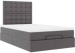 vidaXL Ottomán ágykeret matraccal Szürke 120x200cm műbőrrel (3312999) (3312999)