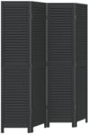 vidaXL 4 paneles fekete tömör császárfa térelválasztó (358850) (358850)